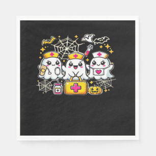 Serviette En Papier Trio d'infirmière fantôme d'Halloween mignonne ave