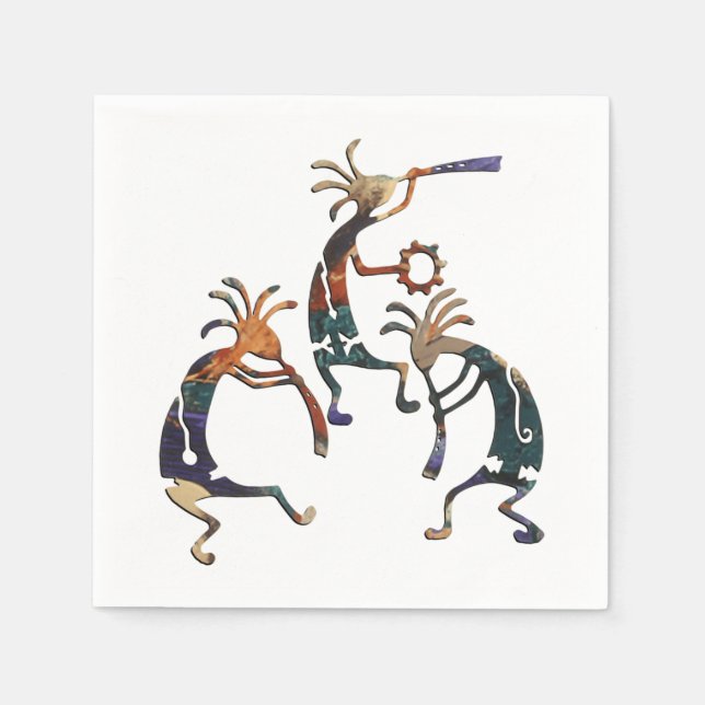 Serviette En Papier Trio musicien KOKOPELLI + vos idées (Devant)