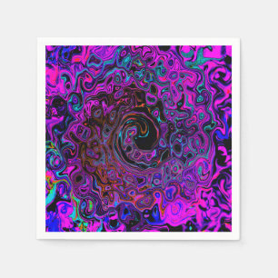 Serviette En Papier Trippy Black et Magenta Retro Liquid Swirl