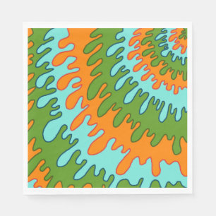 Serviette En Papier Trippy Green Orange Liquid Dripe Motif Y2K