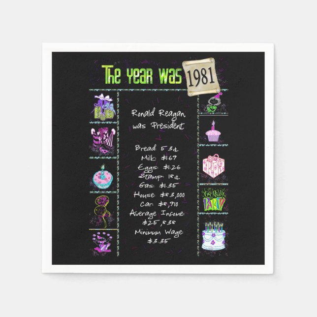 Serviette En Papier Trivia de l'année de naissance 1981 (Devant)