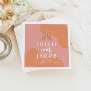 Serviette En Papier TRIXIE Retro 70's Super rose et Mariage orange
