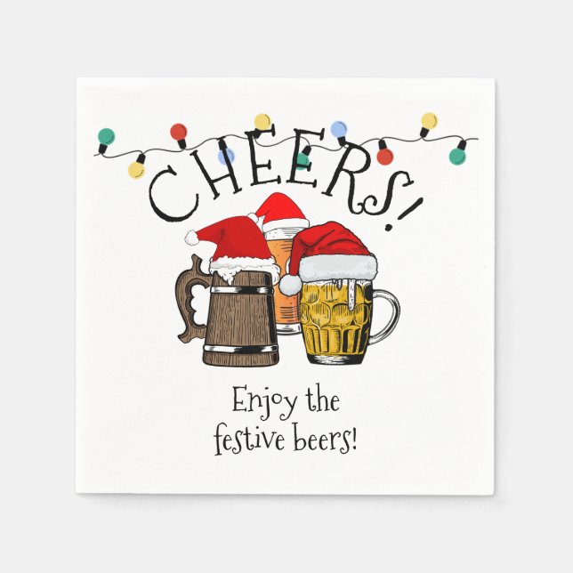 Serviette En Papier TROIS BIÈRES CHÈRES Carré de Noël Papier (Devant)