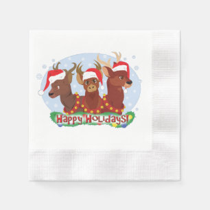 Serviette En Papier Trois cerfs de Noël