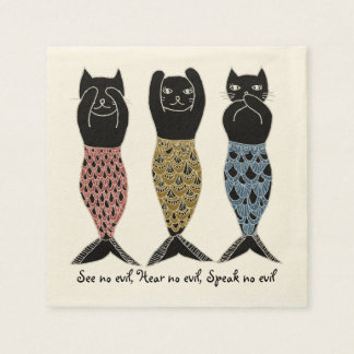 Serviette En Papier Trois chats de sirène