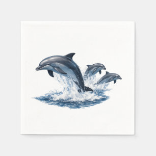 Serviette En Papier Trois dauphins sautant, conception de chapeau de v