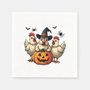 Serviette En Papier Trois Éffrayant Halloween Poulet Farmer Chaud d'au