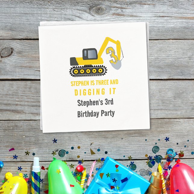 Serviette En Papier Trois et creuser la construction 3ème fête d'anniv (Créateur téléchargé)