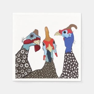 Serviette En Papier Trois mignons Oiseaux à tête molle de Guinée