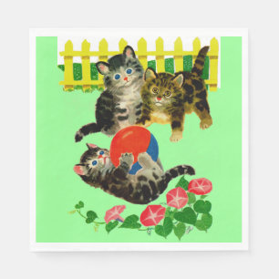 Serviette En Papier trois petits chatons imprimés