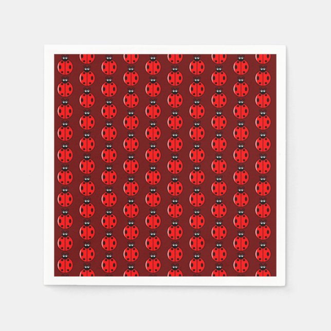 Serviette En Papier Trois Petits Ladybugs - Cocktail Standard (Devant)