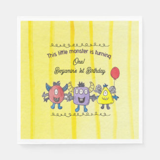 Serviette En Papier Trois petits monstres Enfants Anniversaire Papier 