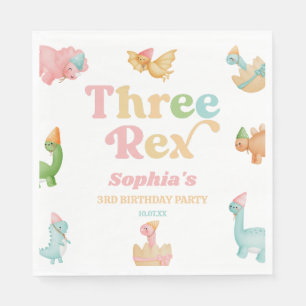 Serviette En Papier Trois Rex Dinosaur 3ème fête d'anniversaire