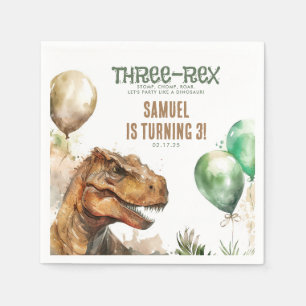 Serviette En Papier Trois Rex - Fête d'anniversaire du Tyronasaurus Di