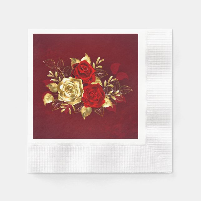 Serviette En Papier Trois Roses de bijoux (Devant)