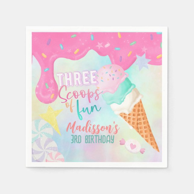 Serviette En Papier Trois Scoops de Fun (Devant)