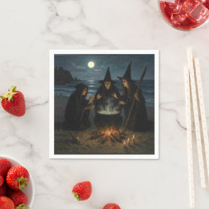 Serviette En Papier Trois Sorcières Brew Cauldron Pleine lune Beach