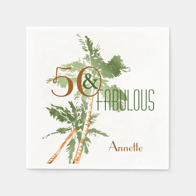 Serviette En Papier Tropical 50 & Fabuleux Palmiers 50e anniversaire (Devant)
