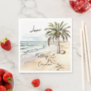 Serviette En Papier Tropical Aloha Beach Cocots Palm Tree Mariage