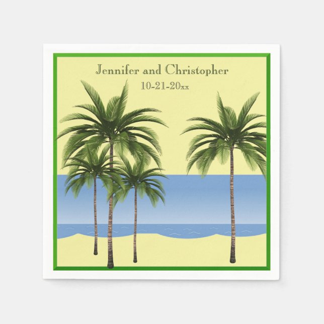 Serviette En Papier Tropical Beach Palm Tree Summer Ocean Nom du Maria (Devant)
