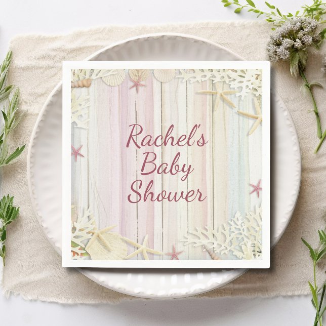 Serviette En Papier Tropical Beach Seashell Baby shower Boho Chic (Créateur téléchargé)