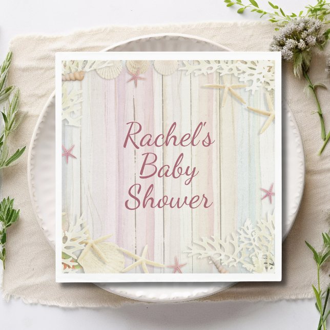 Serviette En Papier Tropical Beach Seashell Baby shower Boho Chic (Créateur téléchargé)