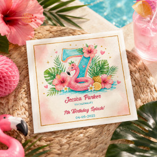 Serviette En Papier Tropical Flamingo Pool Party 7e Anniversaire Splas