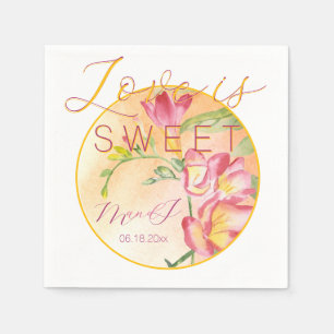 Serviette En Papier Tropical Freesia Aquarelle Love is Sweet