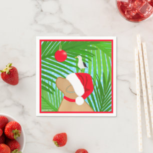 Serviette En Papier Tropical Golden Dog Père Noël Seagull Noël