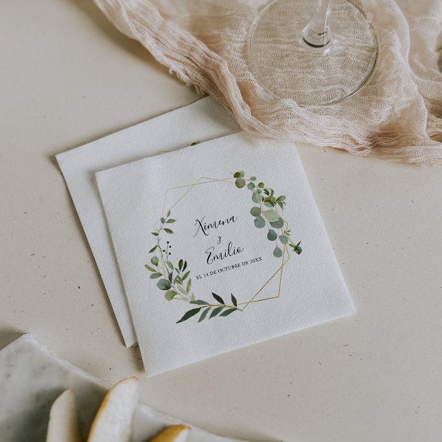 Serviette En Papier Tropical Green Feuille Mariage espagnol Napkin (Créateur téléchargé)