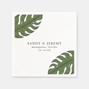 Serviette En Papier Tropical Greenery Palm Feuille Mariage