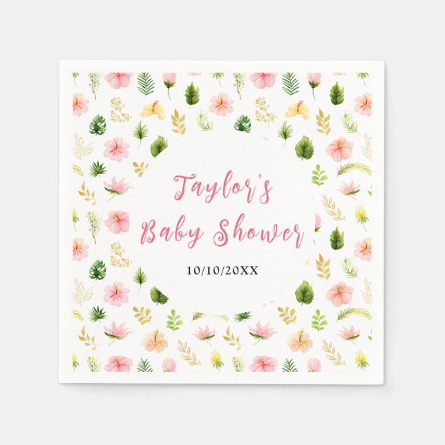 Serviette En Papier Tropical Jungle Floral Baby Shower (Devant)