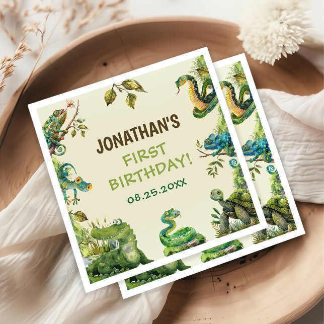 Serviette En Papier Tropical Jungle Reptile Anniversaire de enfant Par (Créateur téléchargé)