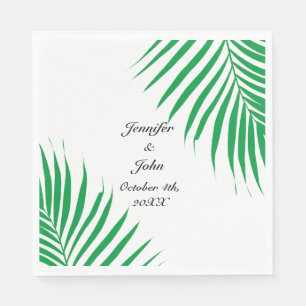 Serviette En Papier Tropical Kelly Green Palm Tree Leaf Mariages 2023