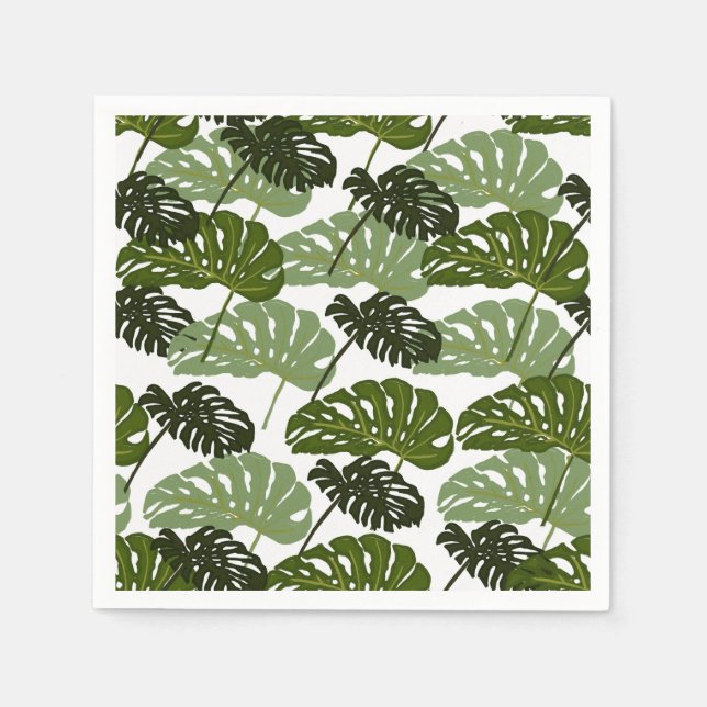 Serviette En Papier Tropical Monstera Leaf Green  (Devant)