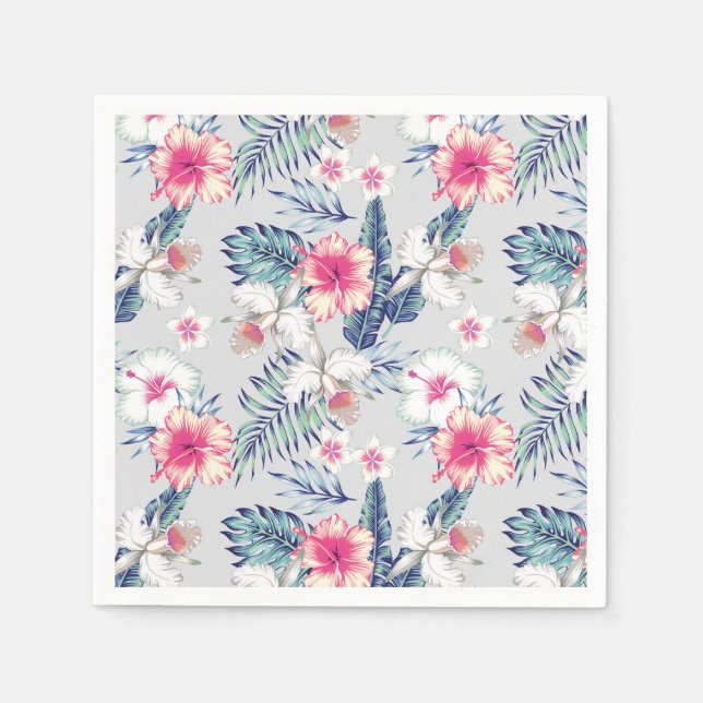 Serviette En Papier Tropical Orchid Floral (Devant)