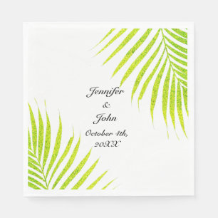 Serviette En Papier Tropical Palm Mariages Glittery Green Gold 2023