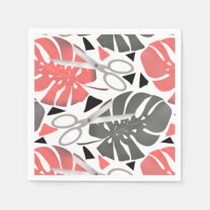 Serviette En Papier Tropical print monstera leaves scissors jungle exo