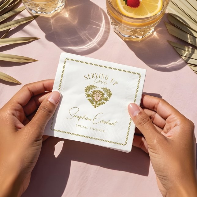 Serviette En Papier Tropical Rétro Arbre à Palmes Cadeau de Mariage Pi (Retro Tropical Palm Tree Pickleball Bridal Shower Napkins)