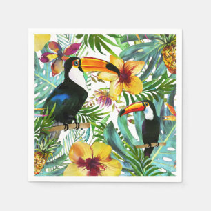 Serviette En Papier Tropical Toucan Paradise Palm Pineappy Moderne