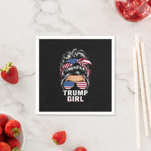 Serviette En Papier Trump Girl Messy Bun USA Drapeau Trump 2024 Electi