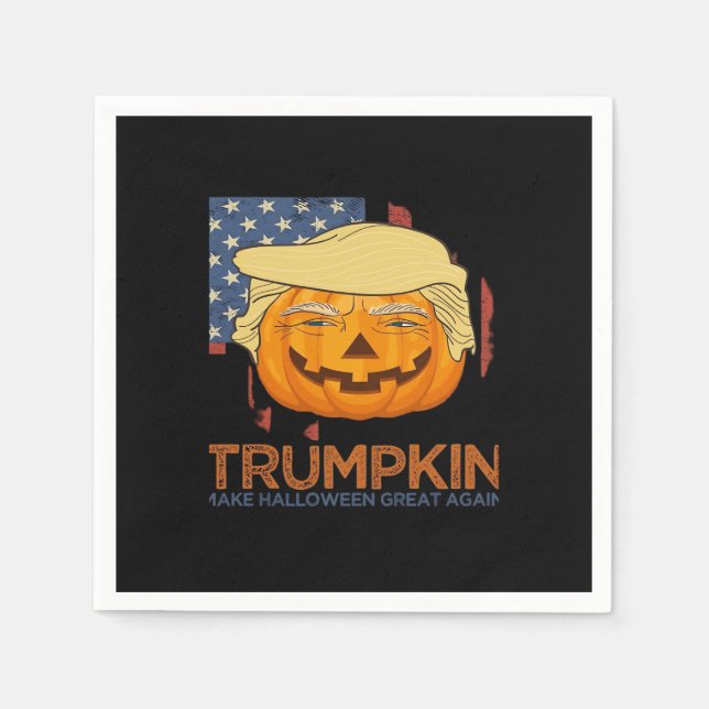 Serviette En Papier Trumpkin Halloween Drôle Design (Devant)