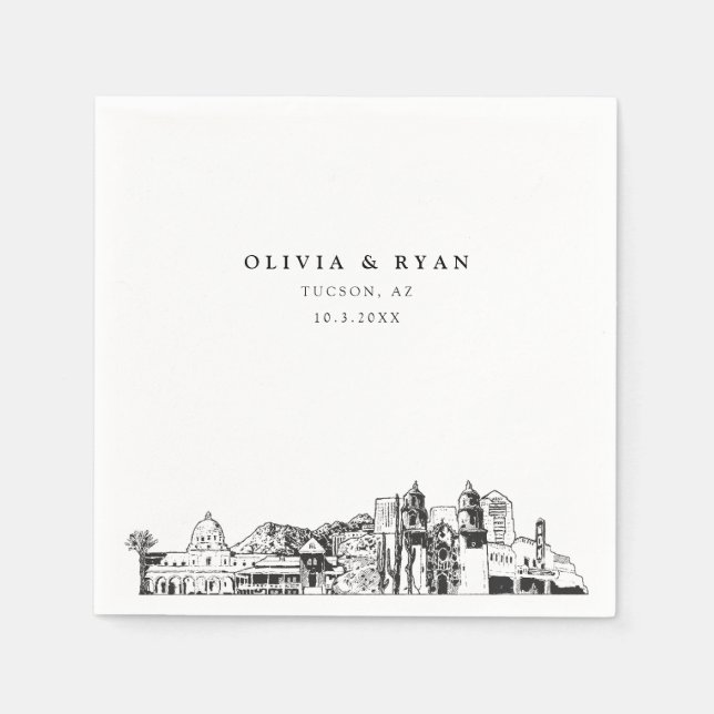 Serviette En Papier Tucson Arizona Mariage Papier Cocktail Napkin (Devant)