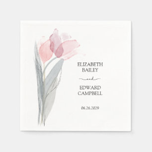 Serviette En Papier Tulip Moderne Minimaliste Élégant Mariage de typog