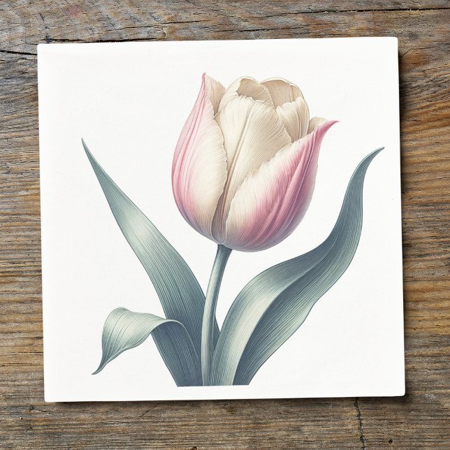 Serviette En Papier Tulipe Fleur Rose Simple Élégante (Créateur téléchargé)