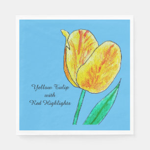 Serviette En Papier Tulipe jaune reflets rouges 