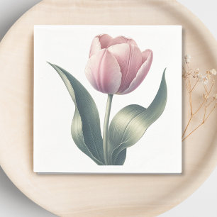 Serviette En Papier Tulipe rose élégante Cocktail de fleurs à l'aquare