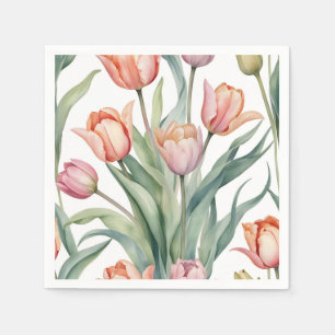 Serviette En Papier Tulipe sophistiquée avec aquarelle
