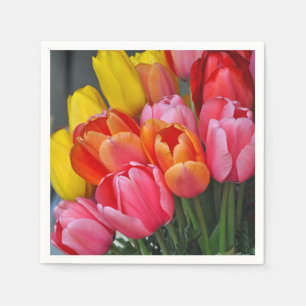 Serviette En Papier Tulipes colorées de ressort