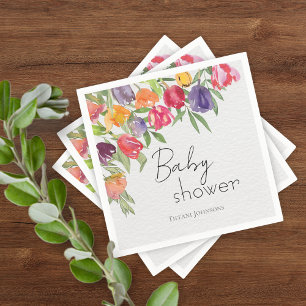 Serviette En Papier Tulipes de Bouquet et Baby shower verdoyant